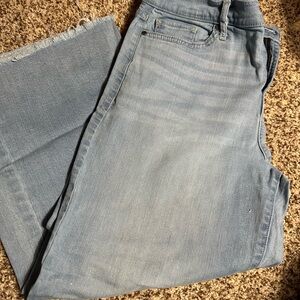 Light Blue Denim Jeans EUC Raw hem worn one time